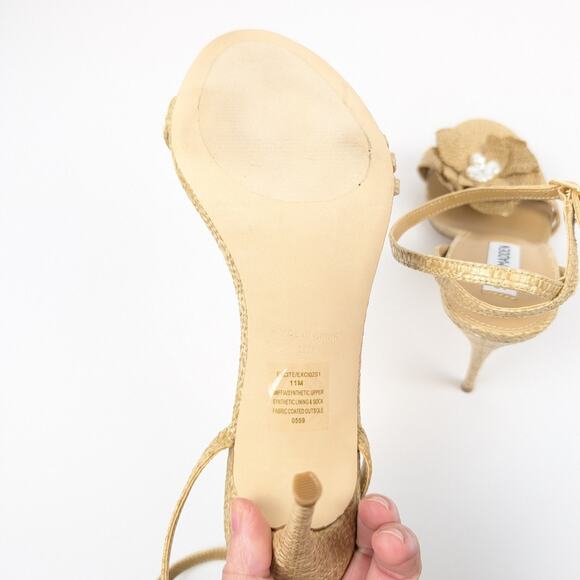 Steve Madden Excite Natural Raffia Stiletto Heel Dress Sandals Size 11 - Picture 7 of 10